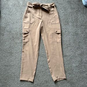 Tan cargo paper bag pants